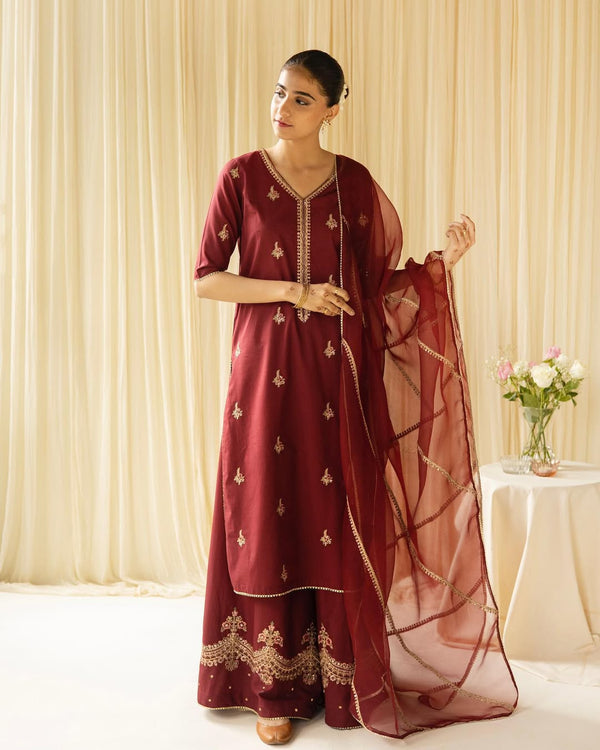 Maroon | 3-Piece Stitched Eid Arrival