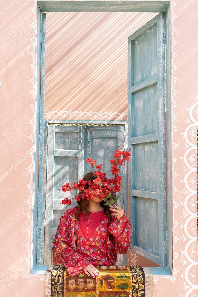 Red Rose Printed | 3 Piece Suit